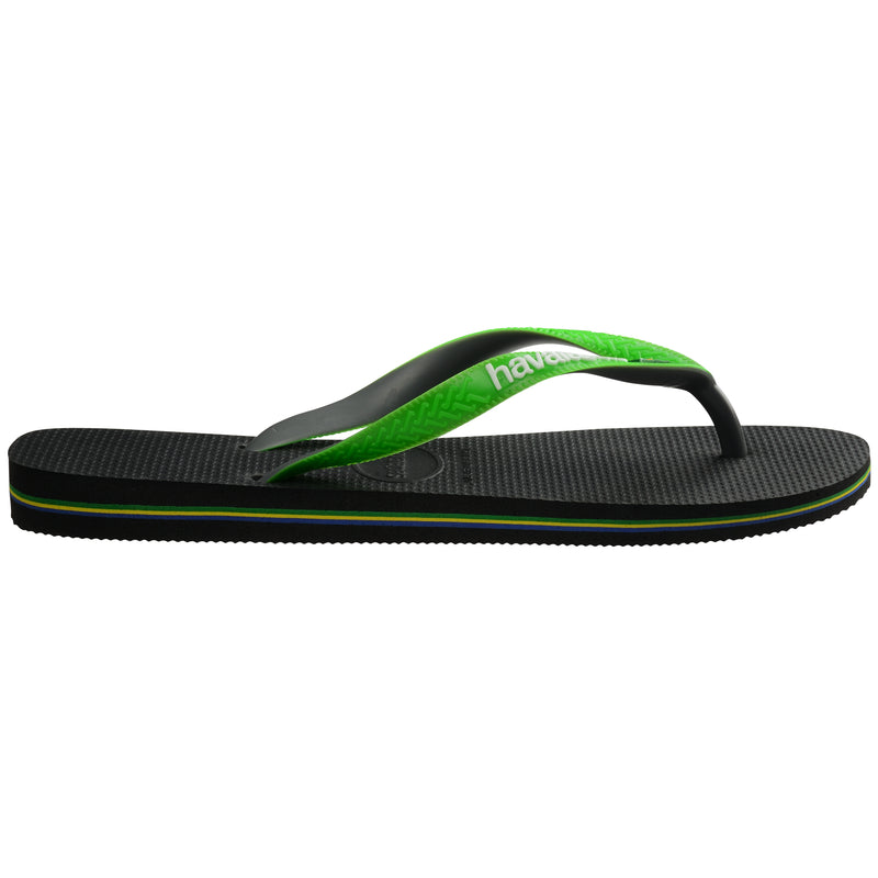 Havaianas Brasil Mix Flip Flops-Black/Lime Green