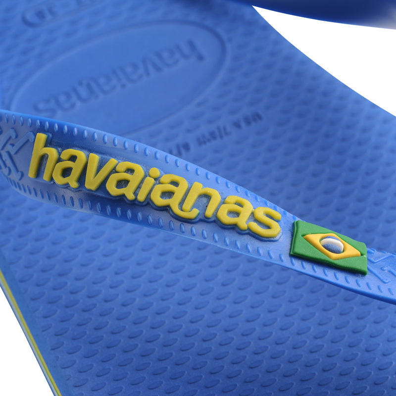 Havaianas Brasil Logo Neon Flip Flops-Star Blue/Star Blue