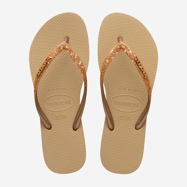 Slim Glitter Flip Havana Ladies Flip Flops Women's Slim Square