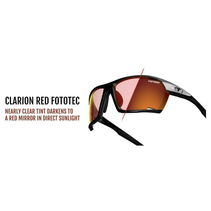 Tifosi Kilo Clarion Red Fototec Single Lens Sunglasses-Black/White/Clarion Red Fototec