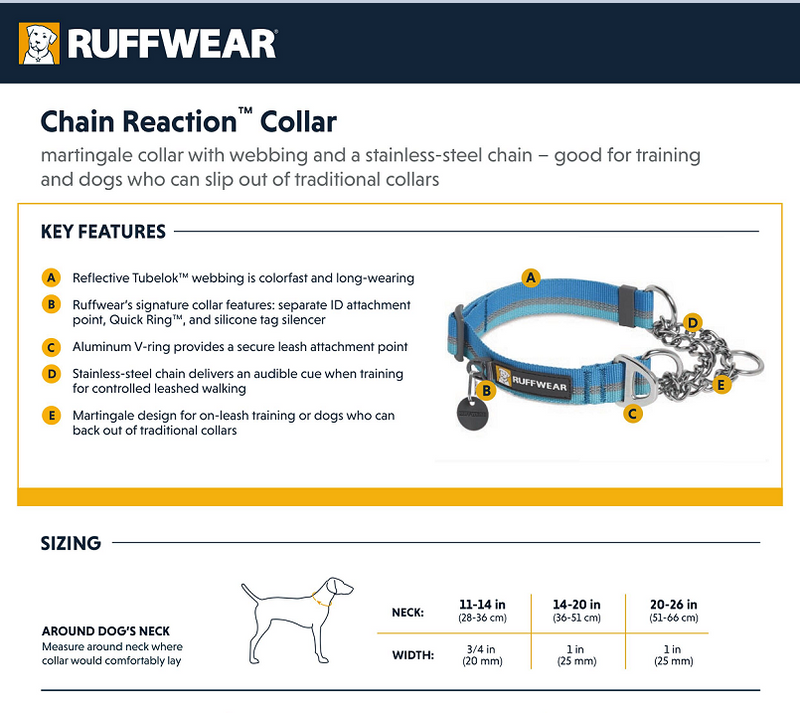 Ruffwear Chain Reaction Martingale Dog Collar-Blue Dusk