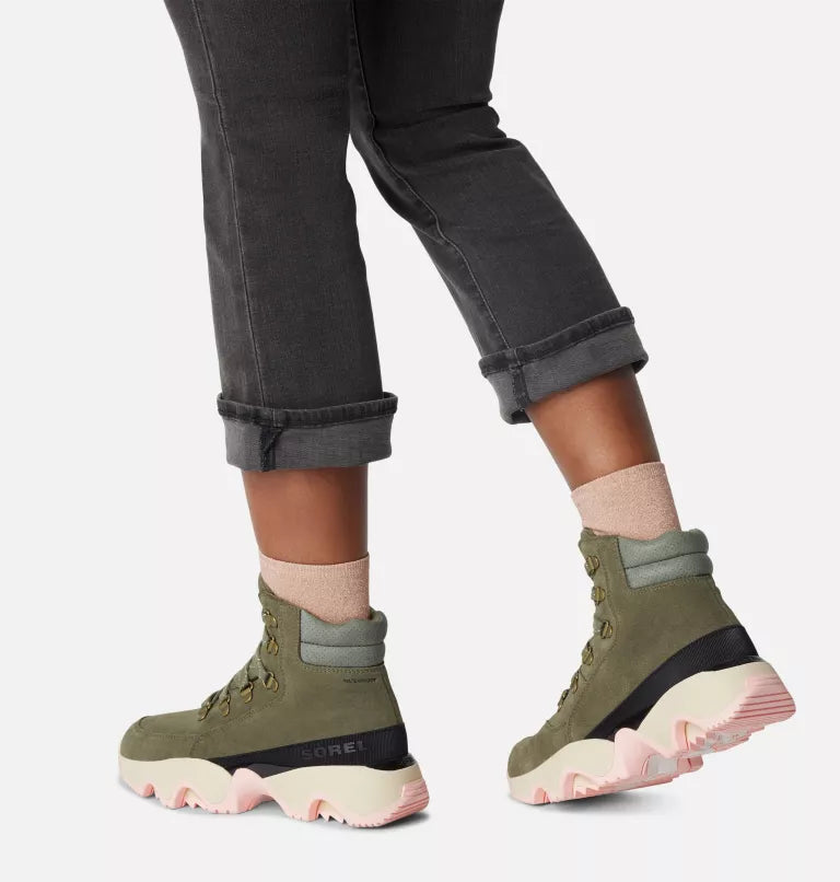 Sorel Women's Kinetic Impact Conquest Waterproof Sneaker Boot-Stone Green/Chalk