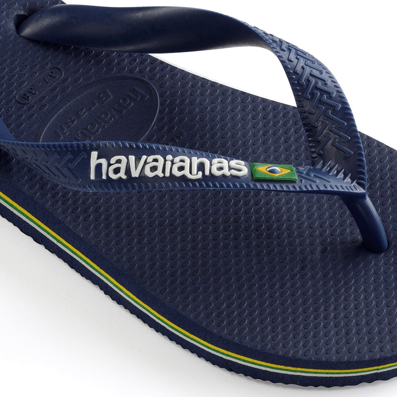 Havaianas Brasil Logo Flip Flops-Navy Blue