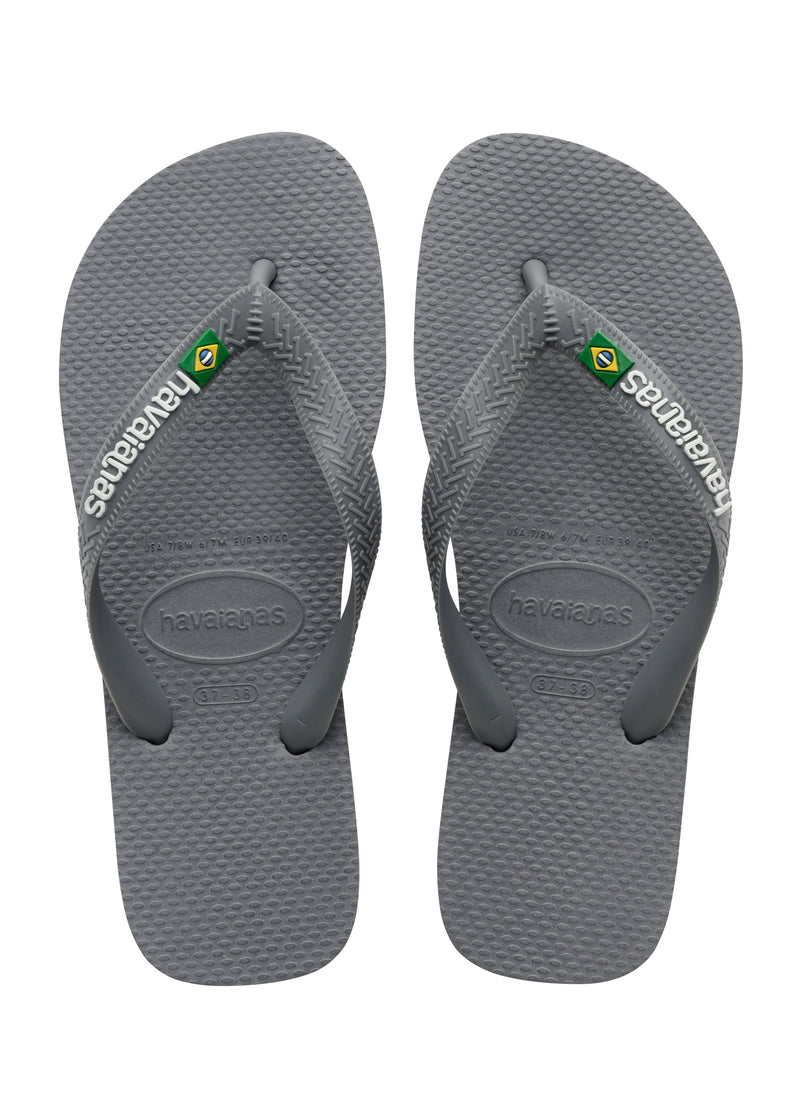 Havaianas Brasil Logo Flip Flops-Steel Grey/Steel Grey