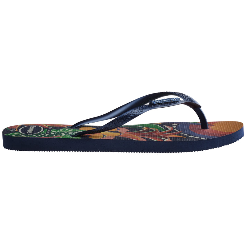 Havaianas Slim Tropical Flip Flops-Navy Blue/Navy Blue