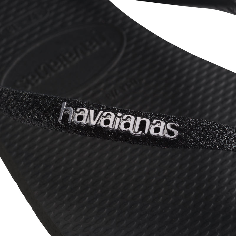 Havaianas Slim Glitter II Flip Flops-Black/Black