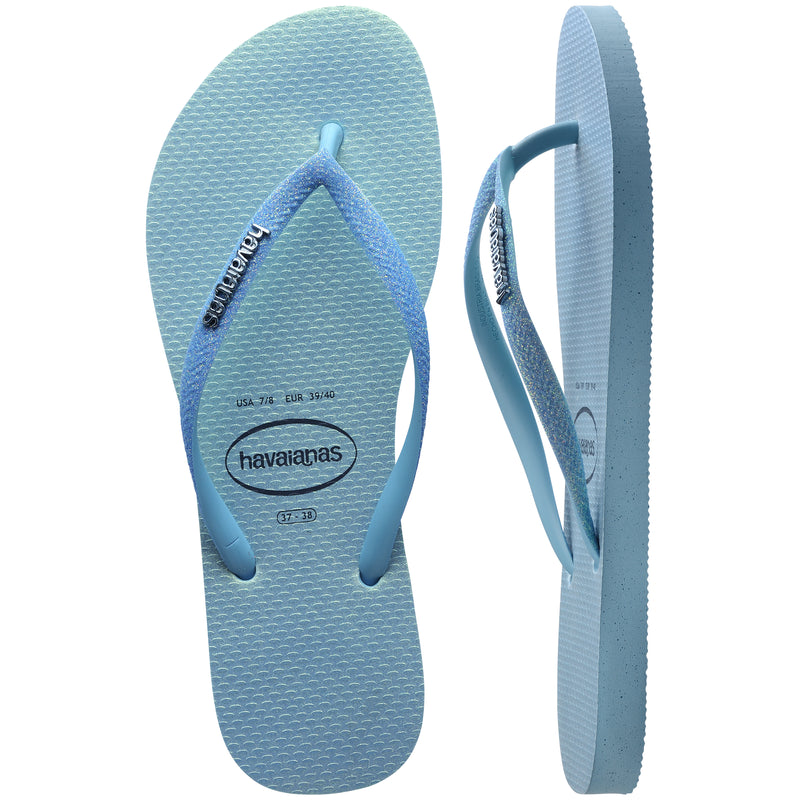 Havaianas Slim Glitter Flip Flops-Iridescent Lavender Blue