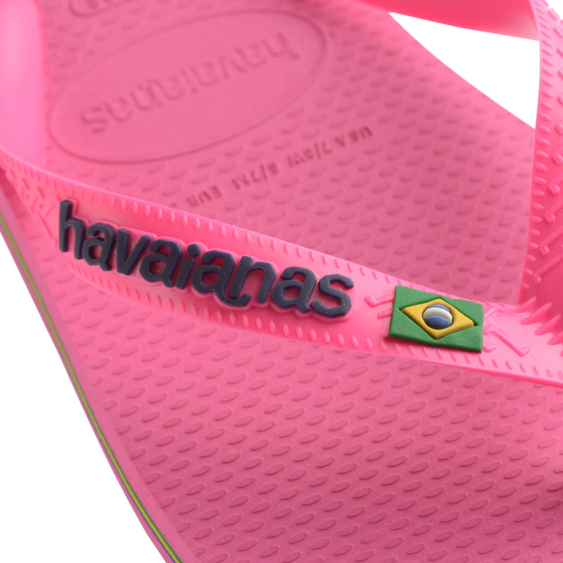 Havaianas Brasil Logo Flip Flops-Neon Pink Flux/Pink Flux