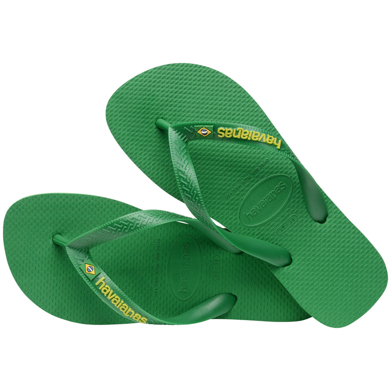 Havaianas Brasil Logo Neon Flip Flops-Patria Green/Yellow Citrico