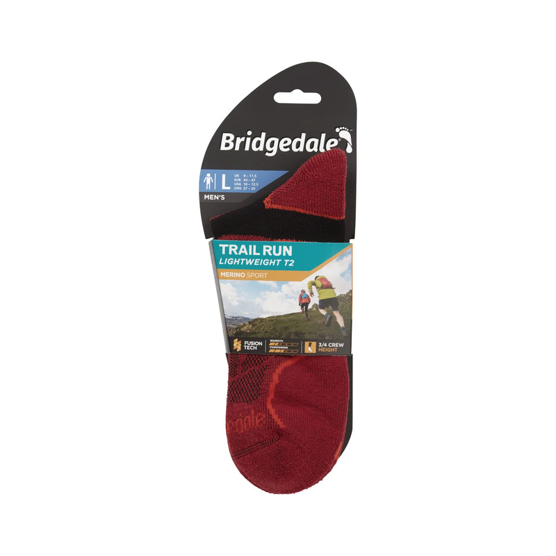 Bridgedale Men's Lightweight T2 Merino Sport 3/4 Crew Sock-Assorted Colours