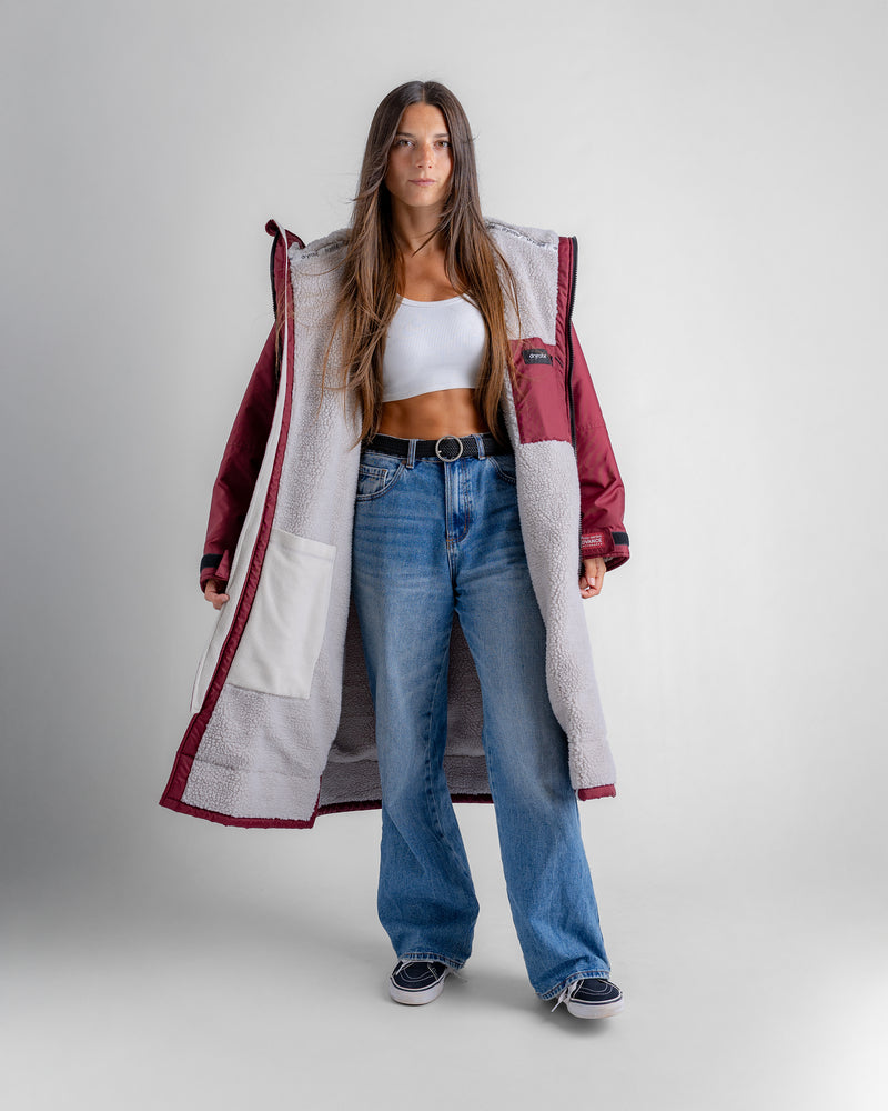 Dryrobe Advance Long Sleeve-Burgundy/Silver Grey