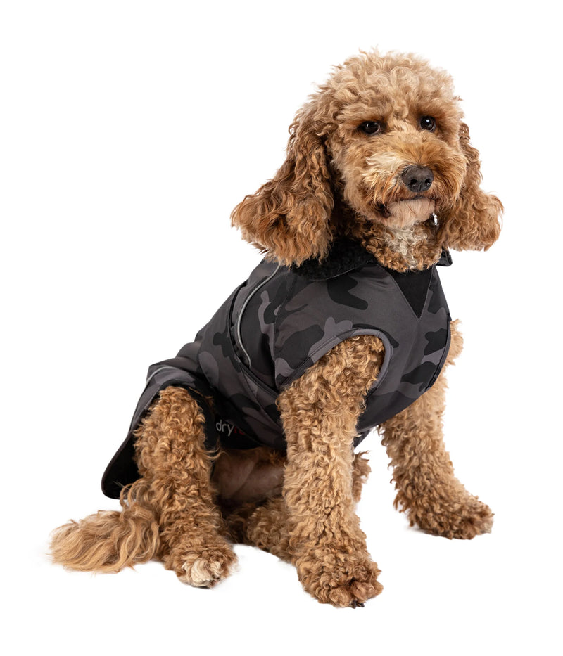 Dryrobe Dog Waterproof Coat-Black Camo/Black