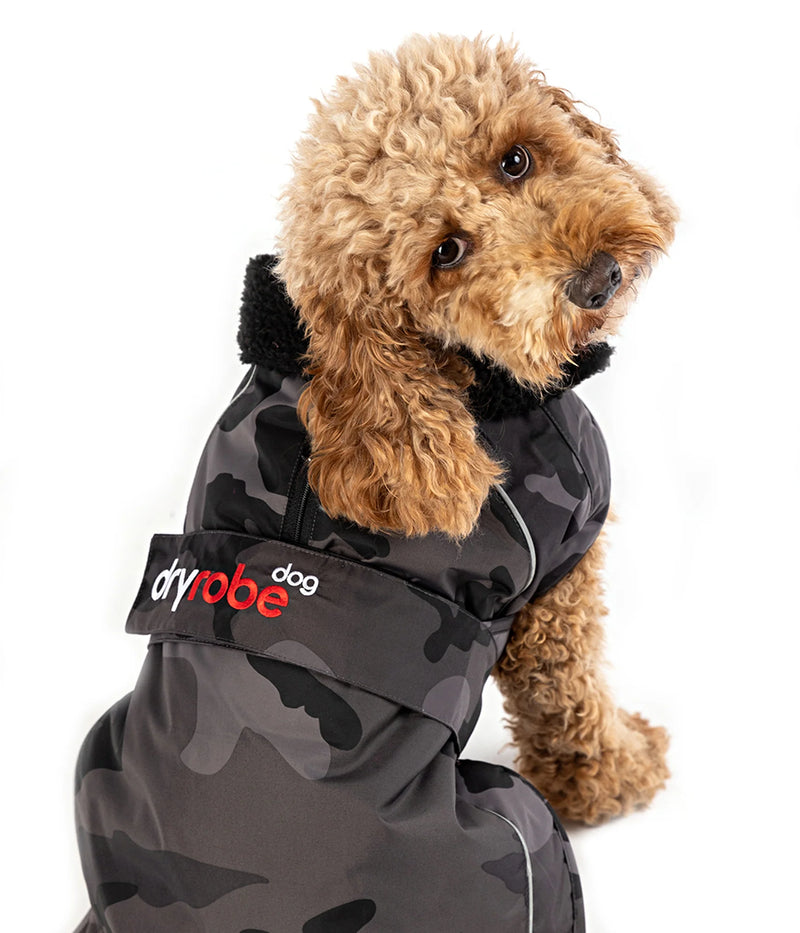 Dryrobe Dog Waterproof Coat-Black Camo/Black
