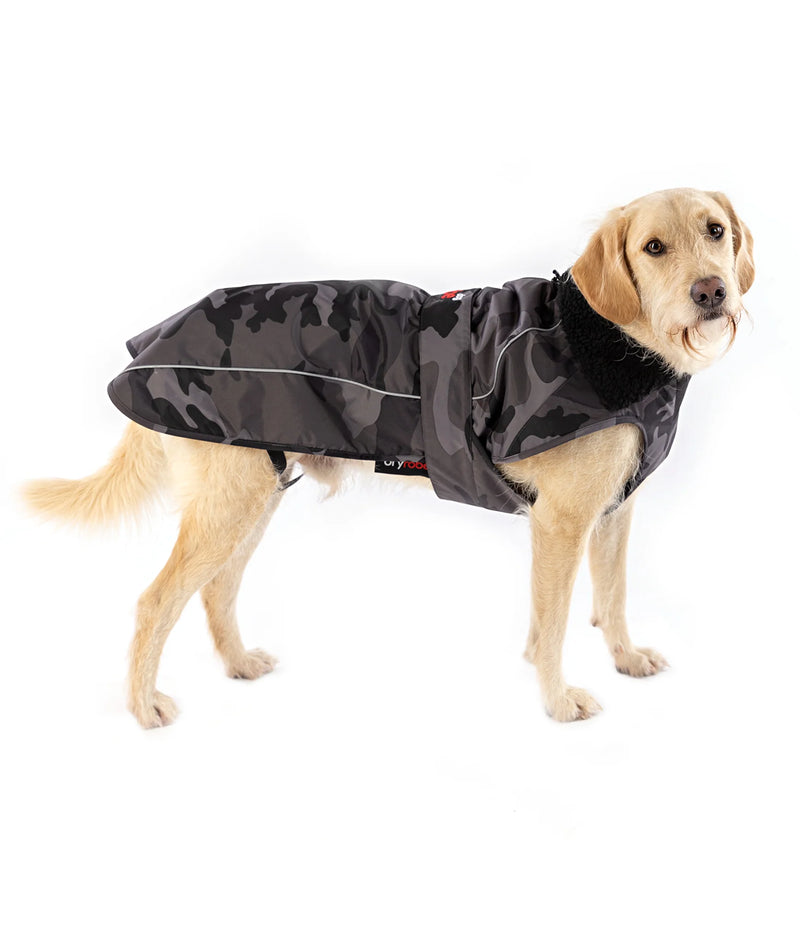 Dryrobe Dog Waterproof Coat-Black Camo/Black