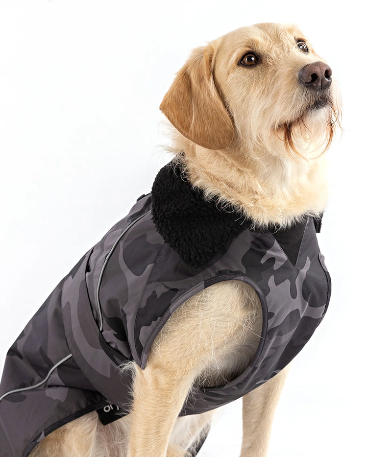 Dryrobe Dog Waterproof Coat-Black Camo/Black