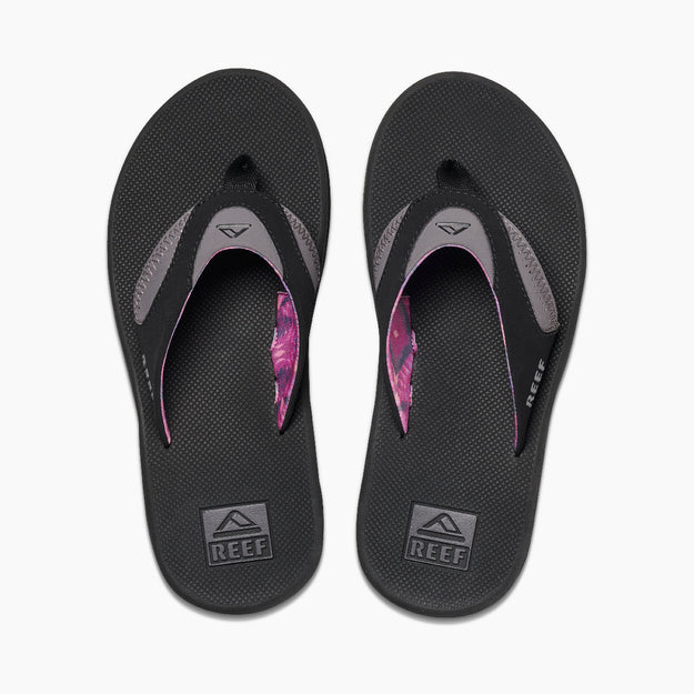 Reef Women's Fanning Flip Flops-Black/Grey