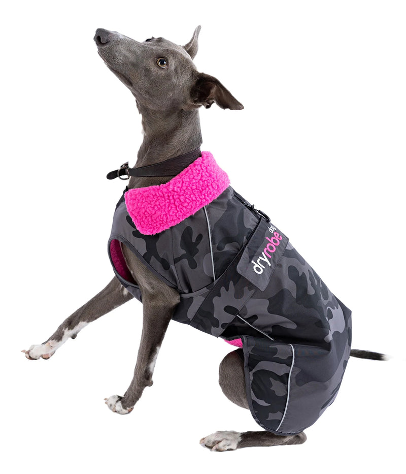 Dryrobe Dog Waterproof Coat-Black Camo/Pink