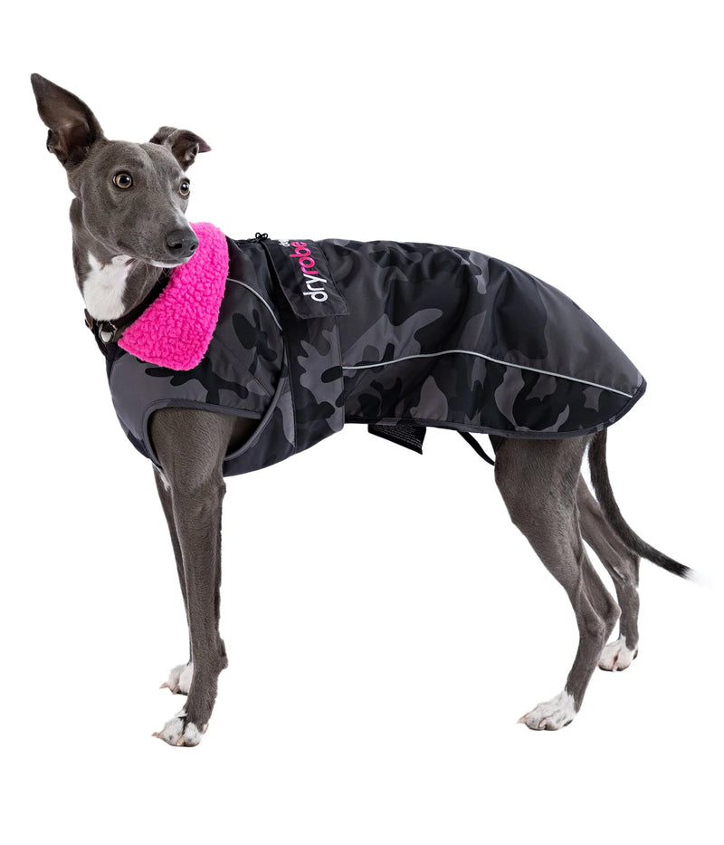 Dryrobe Dog Waterproof Coat-Black Camo/Pink