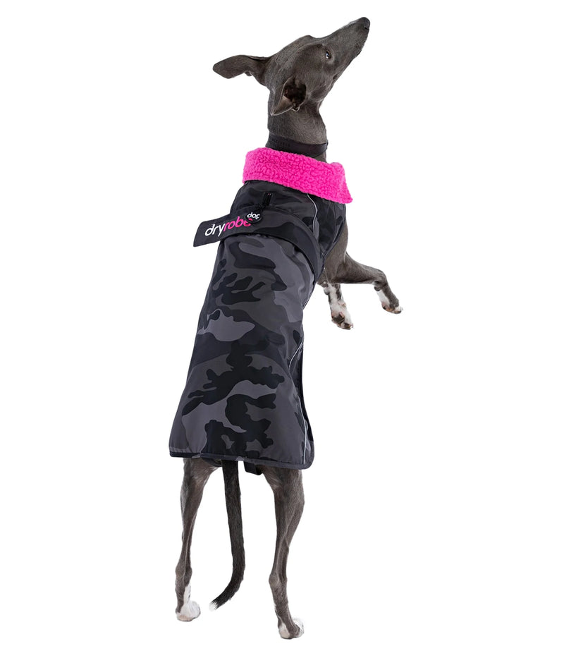 Dryrobe Dog Waterproof Coat-Black Camo/Pink