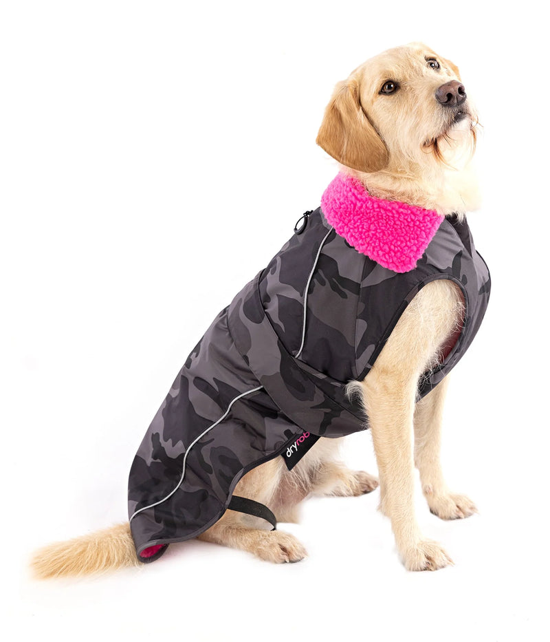 Dryrobe Dog Waterproof Coat-Black Camo/Pink