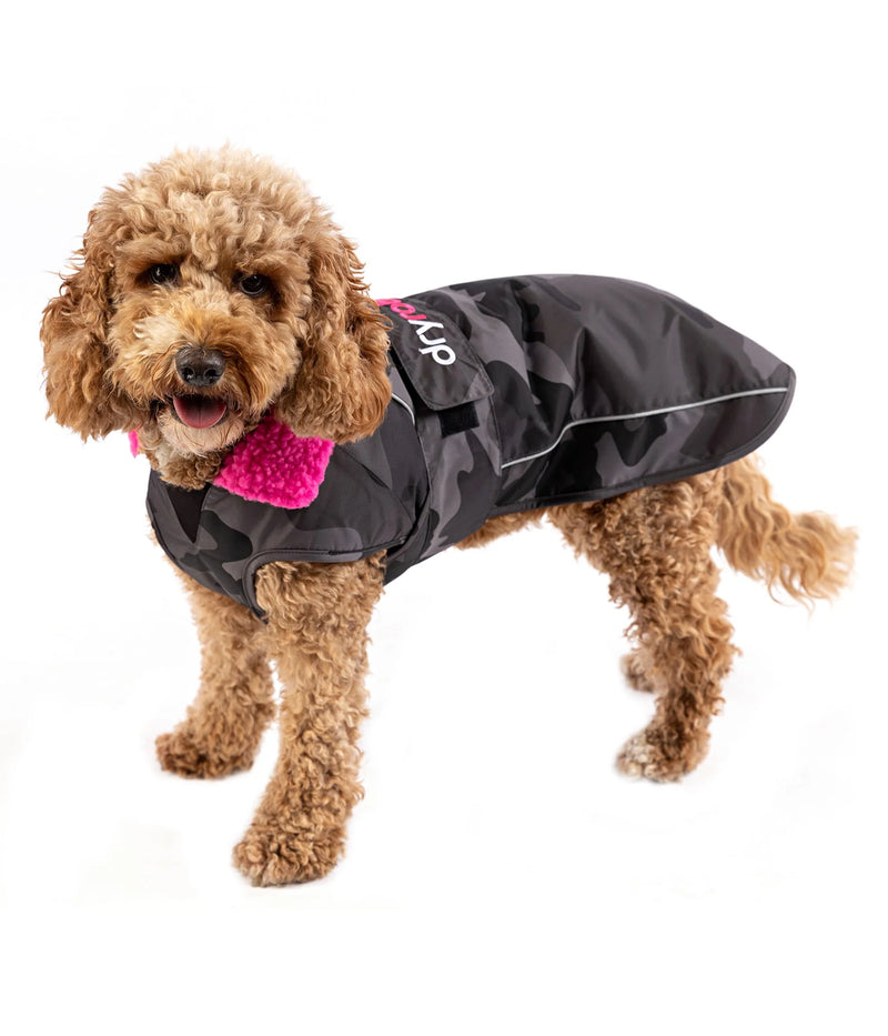 Dryrobe Dog Waterproof Coat-Black Camo/Pink