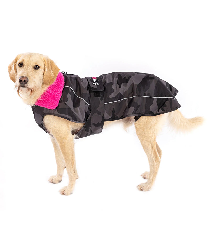 Dryrobe Dog Waterproof Coat-Black Camo/Pink