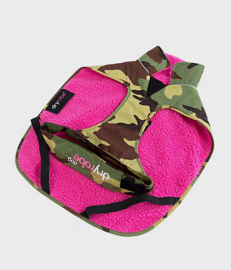 Dryrobe Dog Waterproof Coat-Camo/Pink