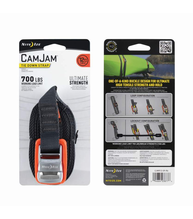 NiteIze CamJam Tie Down Strap 12 ft-Orange/Black