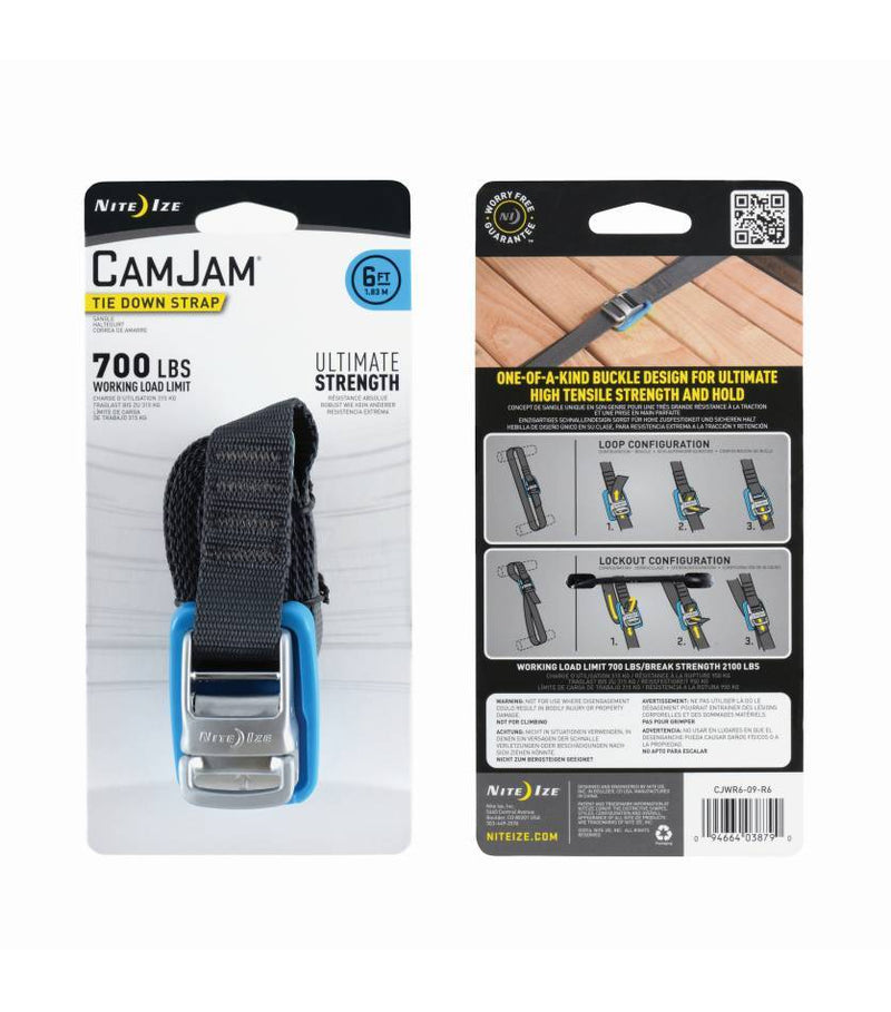 NiteIze CamJam Tie Down Strap 6 ft-Blue/Black