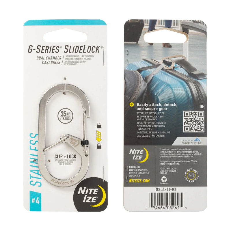 NiteIze G-Series SlideLock Dual Chamber Carabiner Stainless Steel