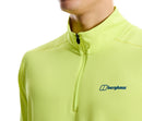 Berghaus Men's Bowburn Half Zip Tech Tee-Light Green