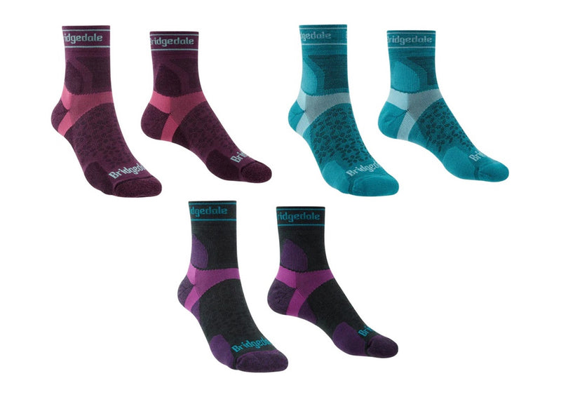 Bridgedale Women's Ultra Light T2 Merino Sport 3/4 Crew Sock-Assorted Colours