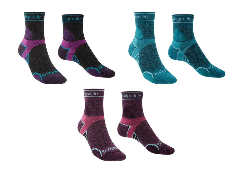 Bridgedale Women's Lightweight T2 Merino Sport 3/4 Crew Sock-Assorted Colours