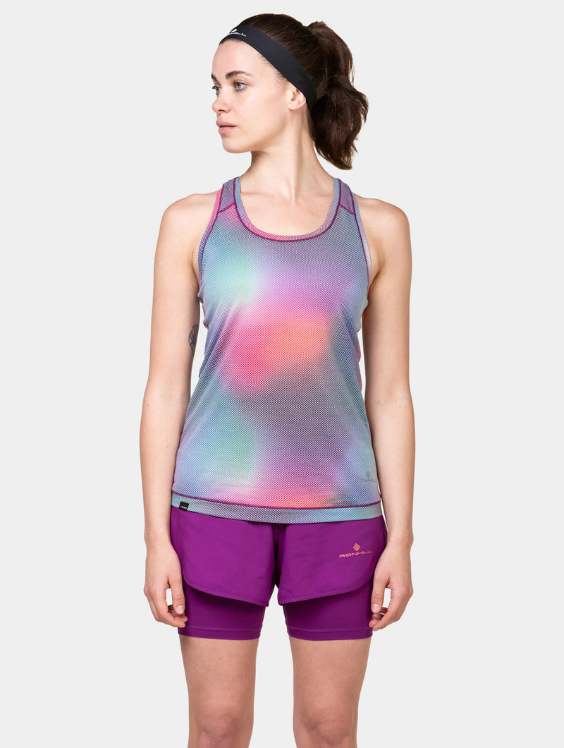 Ronhill Women's Tech 4.5" Twin Shorts-Grape Juice/Saffron