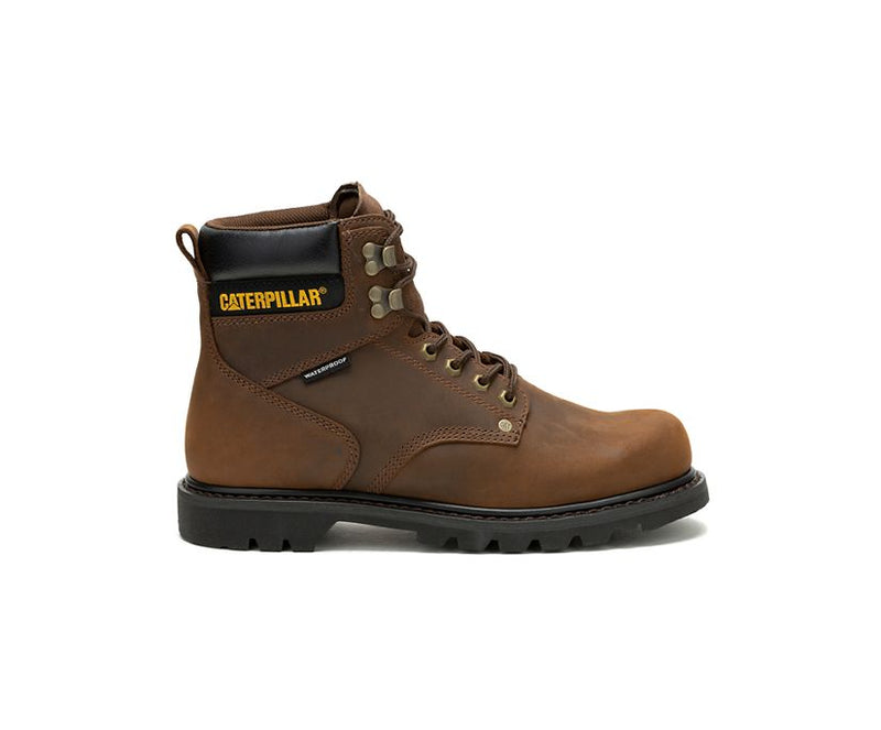 CAT Men's Second Shift Waterproof Work Boot-Dark Brown