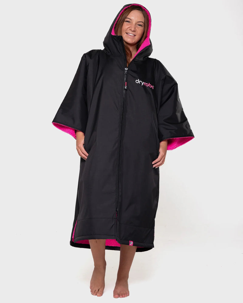 Dryrobe Advance Short Sleeve-Black/Pink