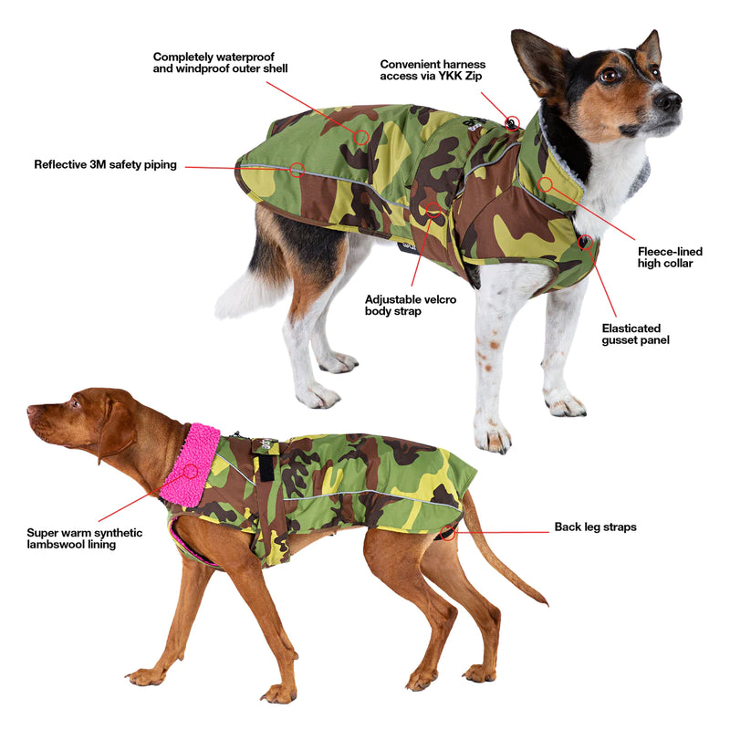 Pink camo dog 2024 coat