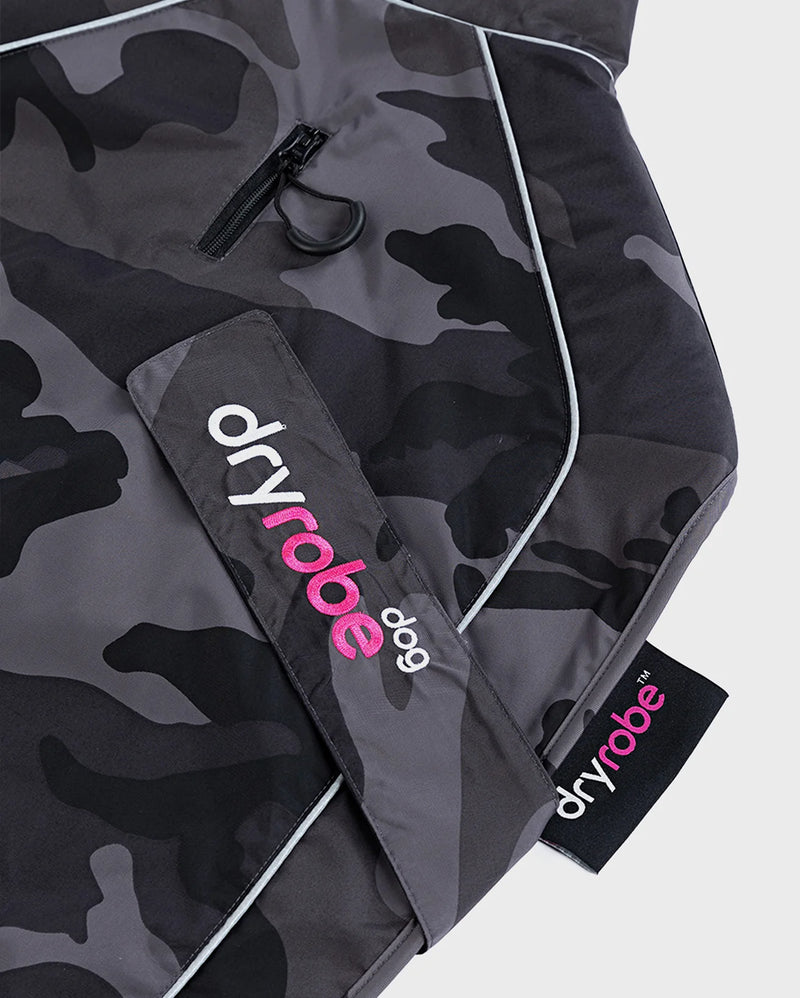 Dryrobe Dog Waterproof Coat-Black Camo/Pink