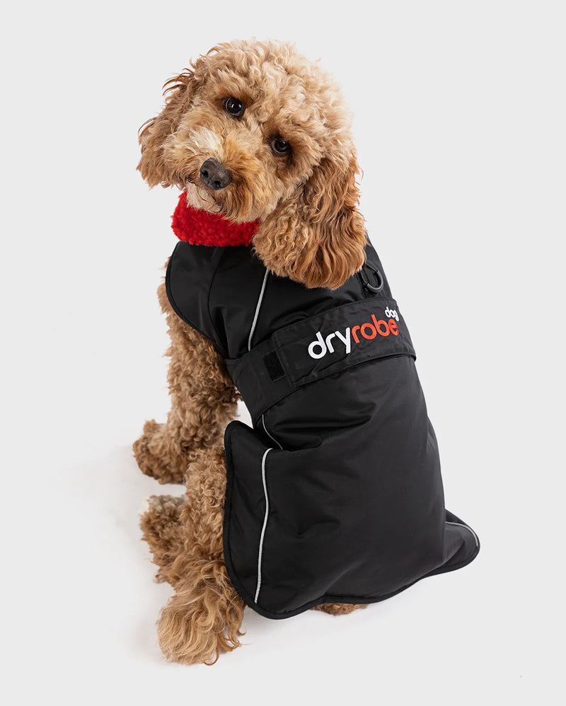 Dryrobe Dog Waterproof Coat-Black/Red