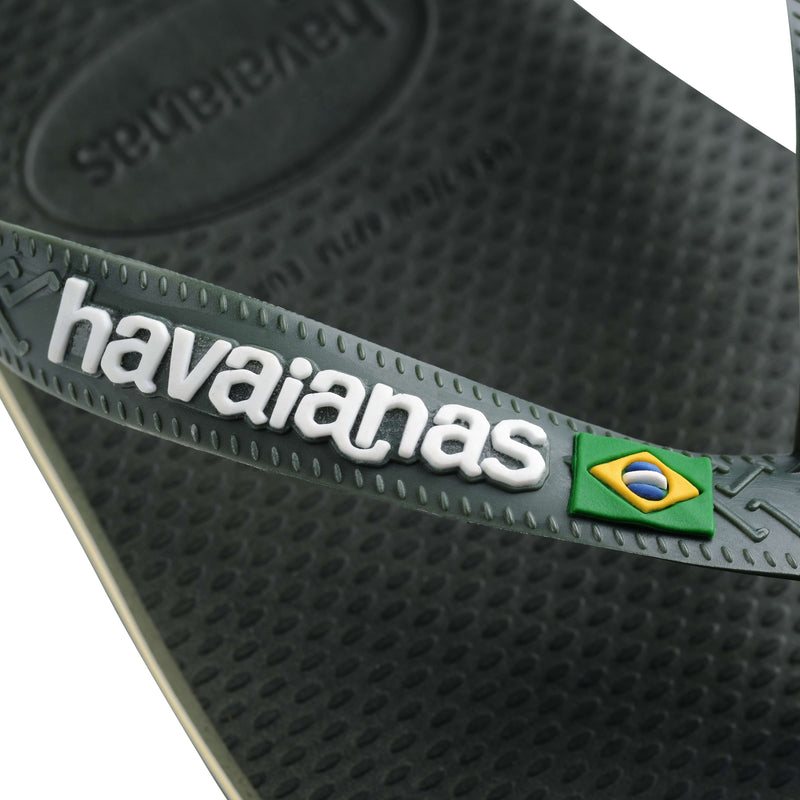 Havaianas Brasil Logo Flip Flops-Green Olive/Green Olive