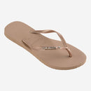 Havaianas Slim Metal Logo And Crystal Flip Flops-Rose Gold