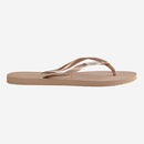 Havaianas Slim Metal Logo And Crystal Flip Flops-Rose Gold