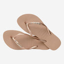 Havaianas Slim Metal Logo And Crystal Flip Flops-Rose Gold