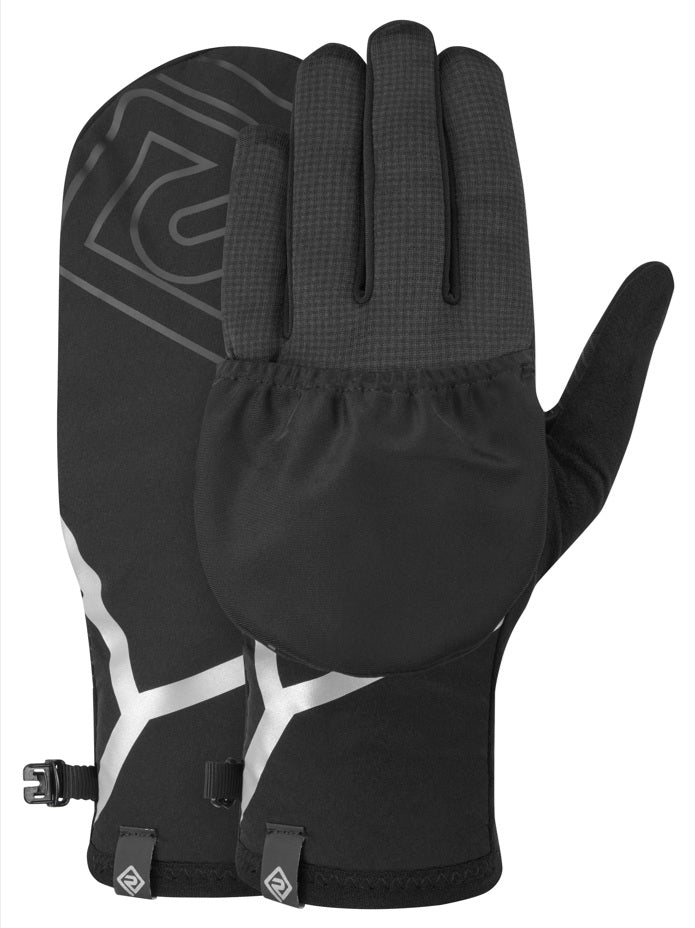 Ronhill Wind-Block Convertible Gloves-All Black