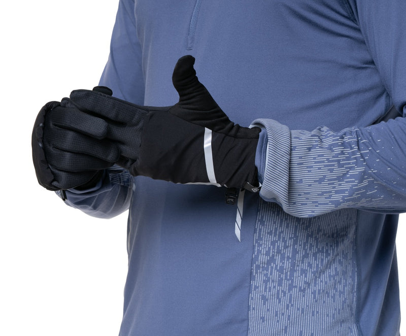 Ronhill Wind-Block Convertible Gloves-All Black
