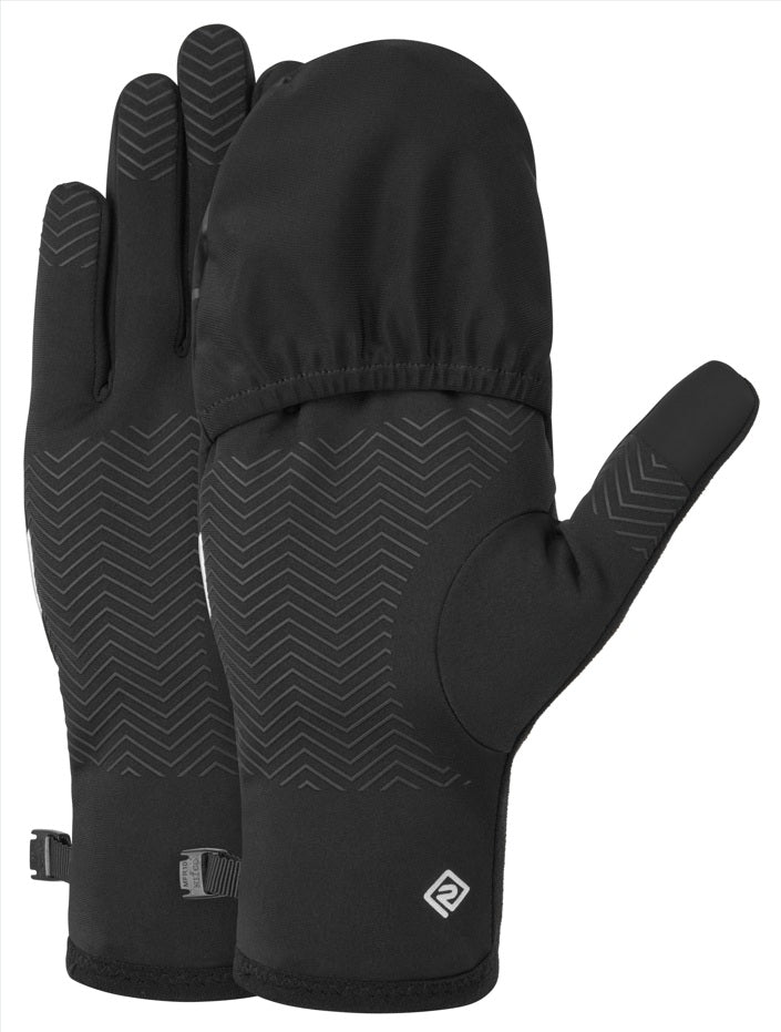 Ronhill Wind-Block Convertible Gloves-All Black