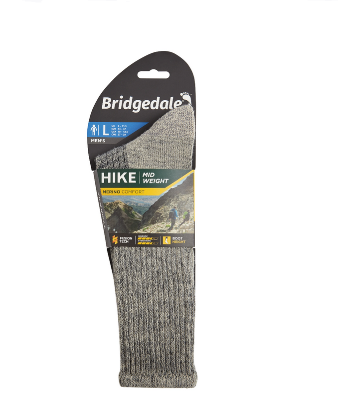 Bridgedale Men's Midweight Merino Comfort Boot Socks-Stone Grey