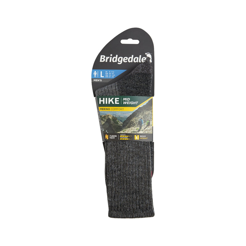 Bridgedale Men's Midweight Merino Comfort Boot Socks-Charcoal