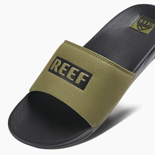 Reef One Slide Mens Flip Flop-Olive Reef