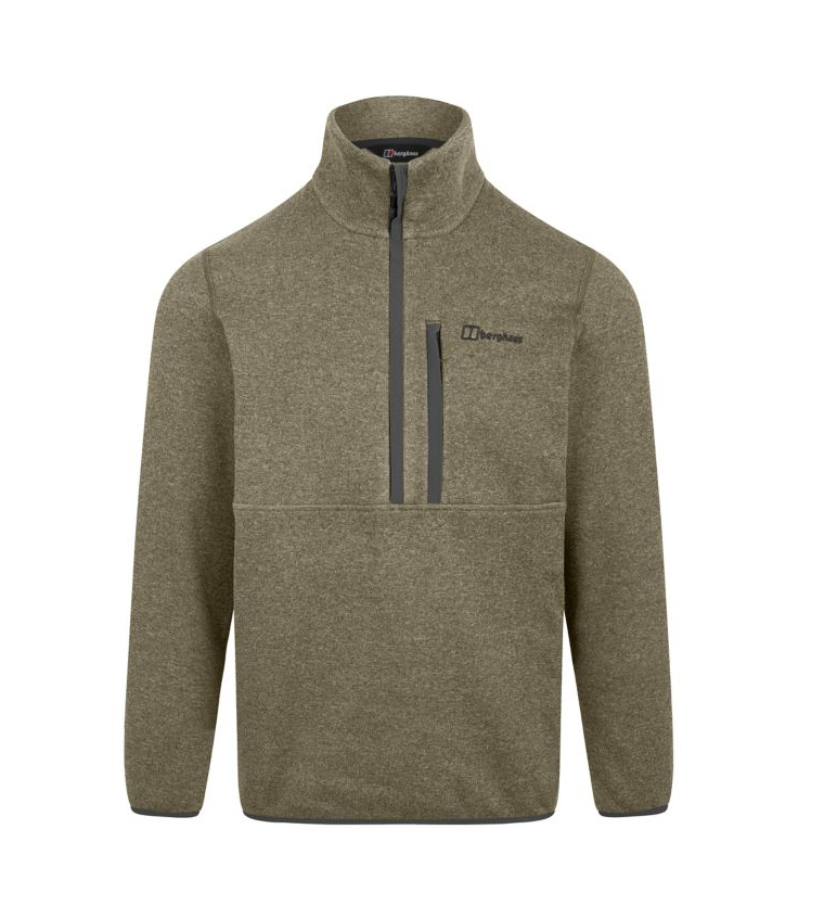 Berghaus Men's Carnell Half Zip Fleece-Aloe/Grey Pinstripe